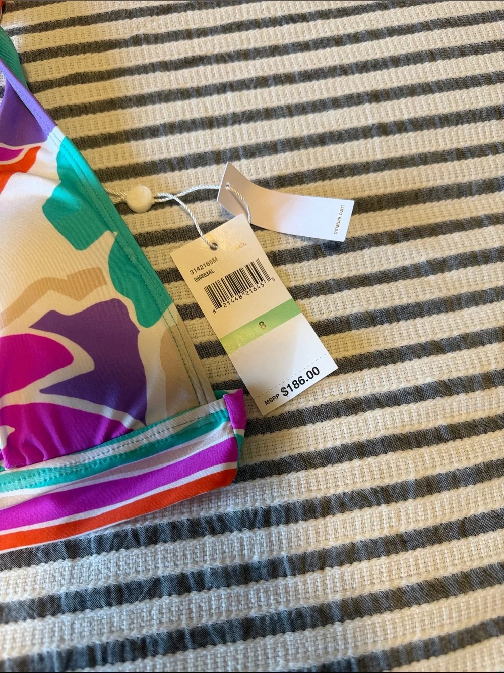 New - Trina Turk Multicolor Floral Halter Bikini Set — Pink, Teal & Purple sz 8